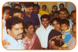 Mr. N Bitra, Friends & Family, With Mr. Kapil Dev & Sri PNV Prasad, Ex. SAAP Chairman, The occasion of Kinetic Boss Vehicle Opening at Bitra's House At Banjara Hills, Road No. 10, On 21st Oct'2002.